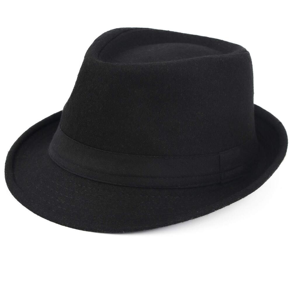 8733 Unisex Classic Trilby Fedora Hat Black
